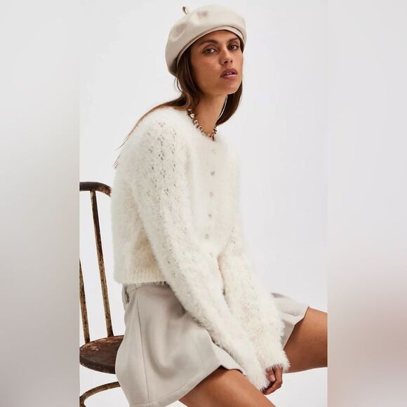 Free People Celeste Cardigan in Ivory - Picture 4 of 5